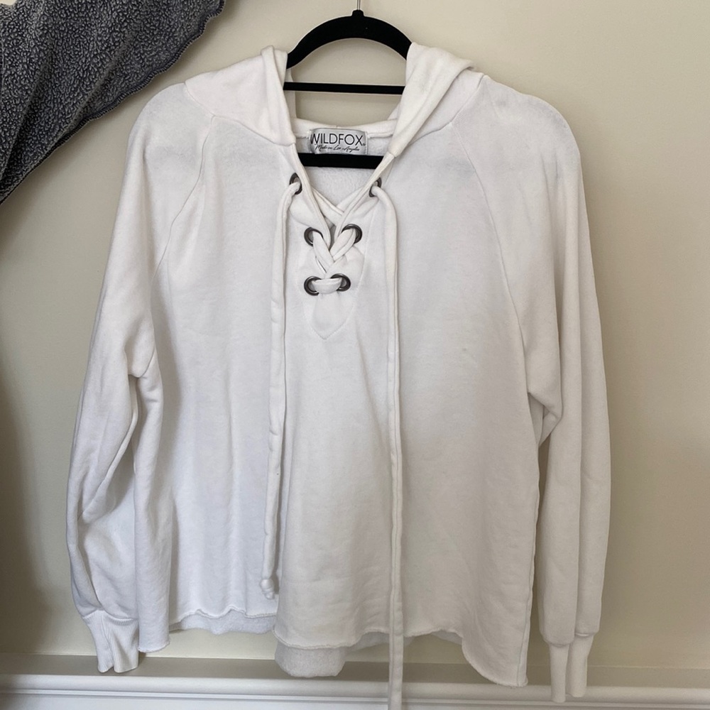 White wildfox lace up sweatshirt